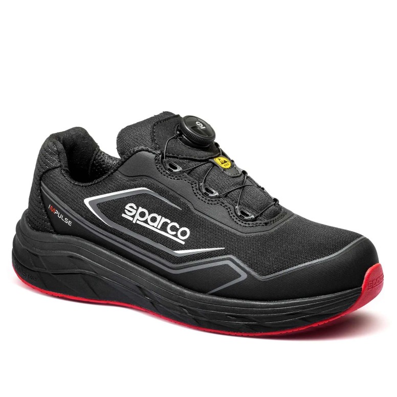 chaussures de securite basses sans metal avec fermeture boa sparco impulse rotor s1ps sr fo hro esd btb0019b0k12